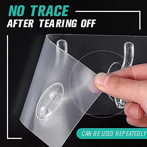 MAPPERZ 6 in 1 Self Adhesive Heavy Duty Wall Hook/ No Drilling for Bathroom Shower Kitchen Installation Hanging, Waterproof Transparent Hook