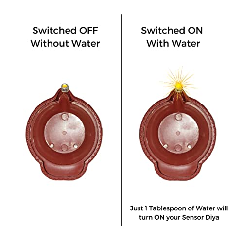 MAPPERZ Water Sensor LED Diyas Candle with Water Sensing Technology E-Diya Battery Operated for Home Decor, Warm Orange Ambient Lights, Pack of 24