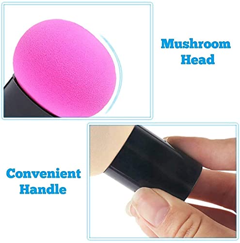 Mapperz Powder Puff Cosmetic Sponges Mushroom Makeup Brushes Blender Sponge Face Brush Makeup Puff with Handle Case for Dry Wet Use Liquid, Creams, and Powders (Multi Colour)