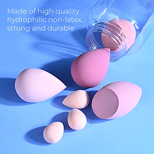 MAPPERZ Makeup Sponge Set Beauty Blender with Egg Case, Soft Sponge For Liquid Foundation, Creams, and Powders, Latex Free Wet and Dry Makeup ( 4 Big + 3 Mini-7 Pcs set, Multicolor)