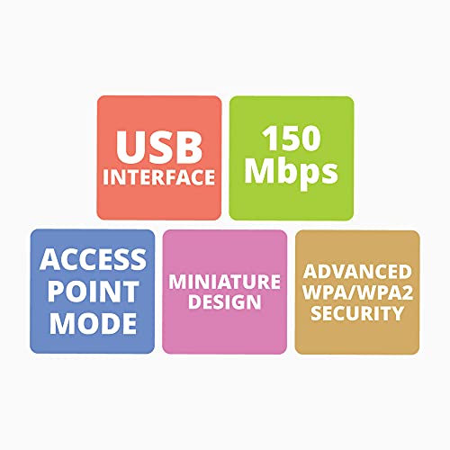 MAPPERZ WiFi USB Mini Adapter Supports 150 Mbps Wireless Data Comes with Advanced Security WPA/WPA2 encryption Standards - Black