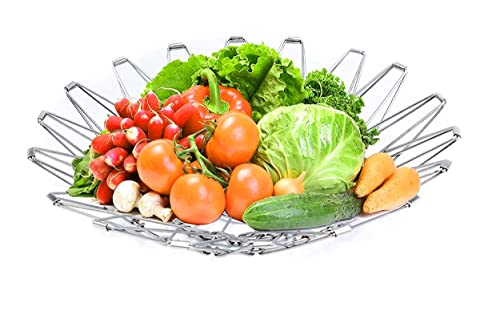 MAPPERZ Multipurpose Fruit Bowl Basket, Stainless Steel Modern Flexible Wire Folding deformable Fancy Fruit and Vegetable Fruit Plate, Kitchen and Home Storage, 8 Shapes, Pc1