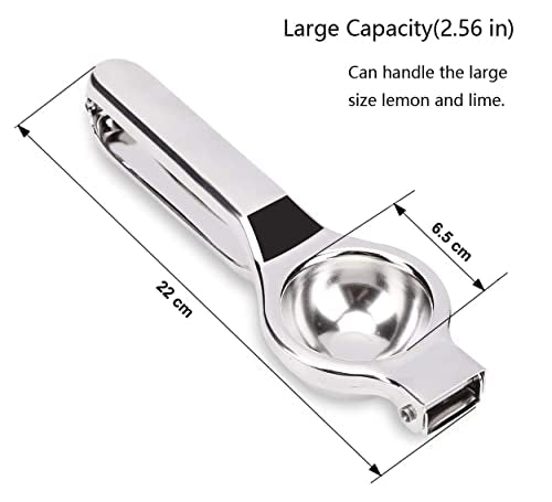 MAPPERZ Lemon Squeezer Stainless Steel with Heavy Duty, Food Grade Silicone Handles - Manual Citrus Press Juicer and Lime Squeezer Stainless Steel (Silver), Pack Of 1