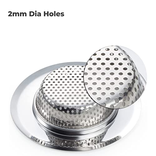 MAPPERZ Kitchen Sink Strainer - Stainless Steel, Large Wide Rim 4.5 Inch Diameter Pack of 2