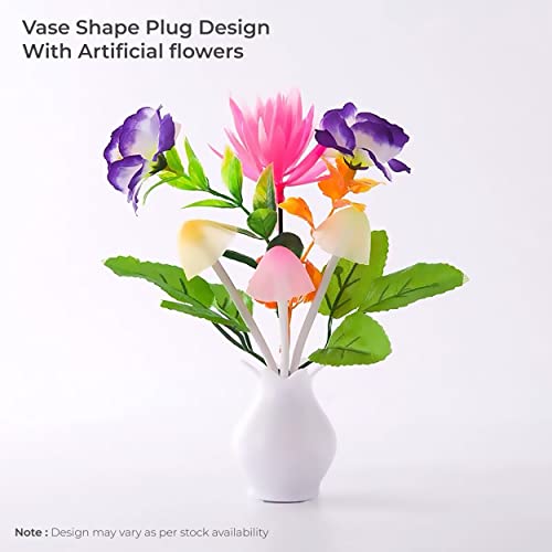 MAPPERZ Flowers LED Night Lamp with White Pot Romantic Night Lamp with Power Saving Sensors for Home Decoration-