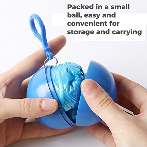 MAPPERZ Unisex Disposable Emergency Ball Raincoat Poncho with Hook, Blue, Free Size