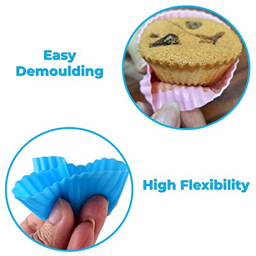 MAPPERZ Reusable & Washable Silicone Moulds Baking Cup Set Kitchen Baking Nonstick, Multicolor Tools for Muffins/Cupcake/Jelly/Cake