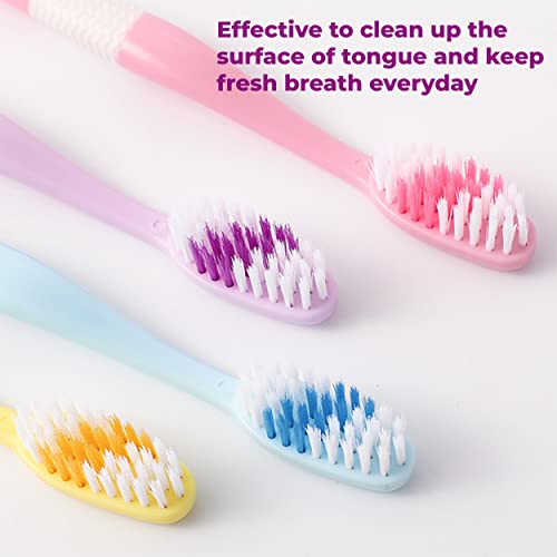 MAPPERZ 2 in 1 Soft Bristle Toothbrush and Tongue Cleaner with Storage Box for Travelling Reusable Toothbrush and Tongue Cleaner Set (8 pcs, Multicolor)