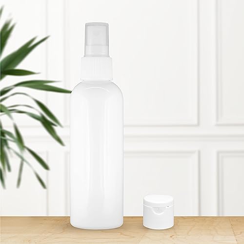 MAPPERZ Plastic Pump Bottle Spray Dispenser, Clear Empty Fine Mist Plastic Mini Travel Cylindrical Bottle, Portable Refillable Makeup Sprayer Container Perfume, Liquid,With Flip Top Cap,White,PC-1
