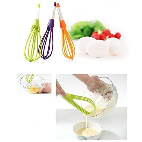 Mapperz Magic Foldable Plastic Whisk Beater Hand Blender Mixer Froth Whisker Latte Maker for Milk Coffee Egg Beater Juicer | Whisk 2-in-1 Rotating Silicone Whisk