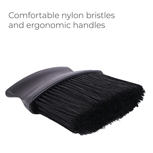 MAPPERZ Big Professional Hairdressing Stylist Barbers Salon Large Soft Hairbrush Hair Cutting Neck Face Duster Brush with Plastic Handle Grip for Brushing Off Hair - Black