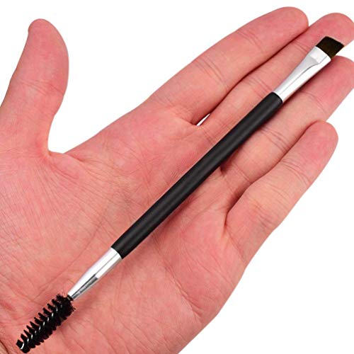 MAPPERZ Dual Ended Flat Detail Brush PRECISION Flat Thin Concealer brush Flat Definer Brush Firm for Shaping Blending Contouring Brows with spoolies for Precise eyebrow Eyeliner eyelash Spiral Brush-1