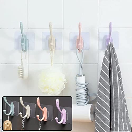 MAPPERZ Wall Sticker Hook Hanger/ Plastic Dual Self Adhesive Mount Waterproof Holder for Photo Frame Clock Clothes Door Key Kitchen Living Room - Multicolor