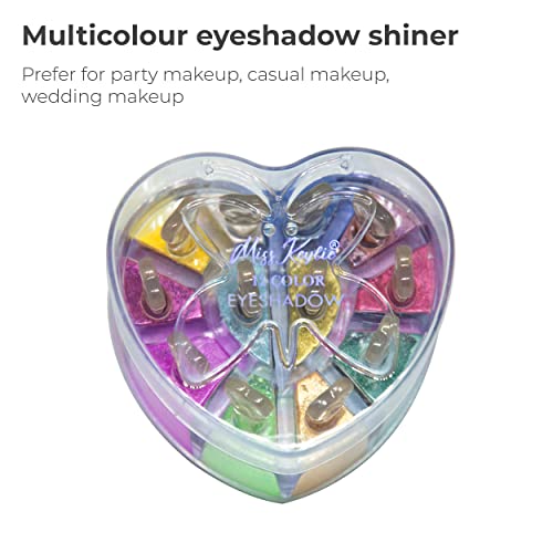 MAPPERZ Professional Heart Shape Eyeshadow Shiner Palette 12 Colors with silky shine last for all day long, combo eyeshadow powder paletter - (Multicolor)