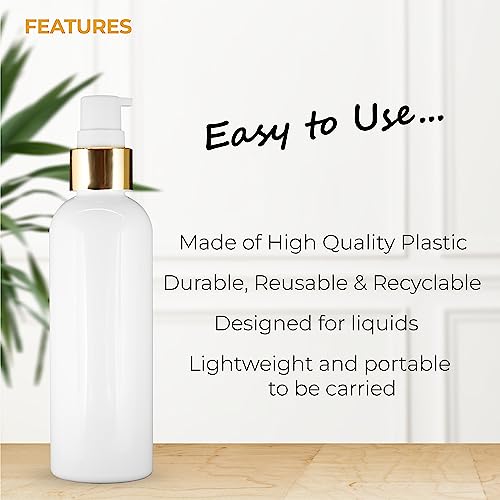 MAPPERZ Plastic Pump Bottle Dispenser, Portable Clear BPA-Free Cylindrical Shampoo Lotion Hand Pump Bottle, Durable Refillable Empty Containers for Massage Oil, Liquid Soap, White, 100ml, PC-1