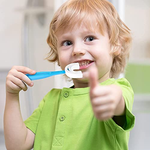 MAPPERZ 6-12 Years Kids U- Shaped Toothbrush/ Food Grade Soft Silicone Brush Head/ 360° Manual Toothbrush Oral Cleaning Tool