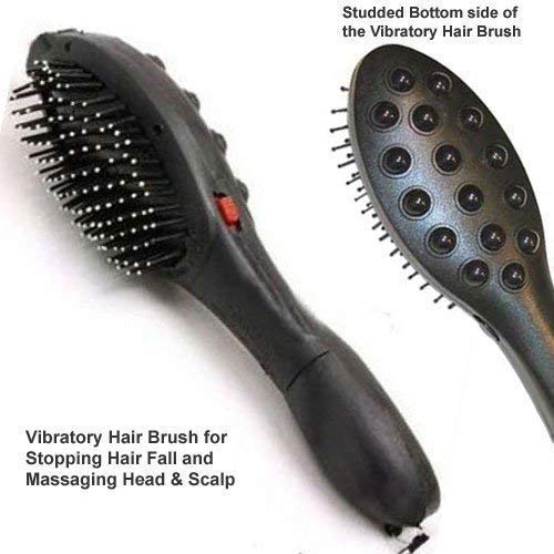 MAPPERZ Combo Electric Megnetic Head Massager Comb Hair Brush For Scalp Blood Circulation Treatment with Double Speed in Vibration Treatment Machine For Healthy Hairs Scalp Battery Operated (Black)