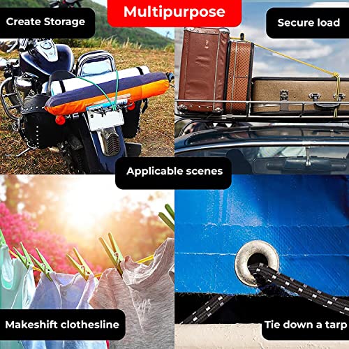 MAPPERZ Multipurpose Flexible Stretchable Elastic Bungee Rope with Metal Hooks/ Cord Hanging Clothes/ Tying Behind Bikes/ Luggage Strap - Multicolor (2)