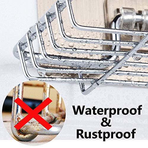 MAPPERZ Stainless Steel Wall Mounted Double Layer soap Dish Holder Stainless Steel Wall Hanging Soap Storage Rack for Kitchen Bathroom-with Self Adhesive Magic Sticker(Silver)