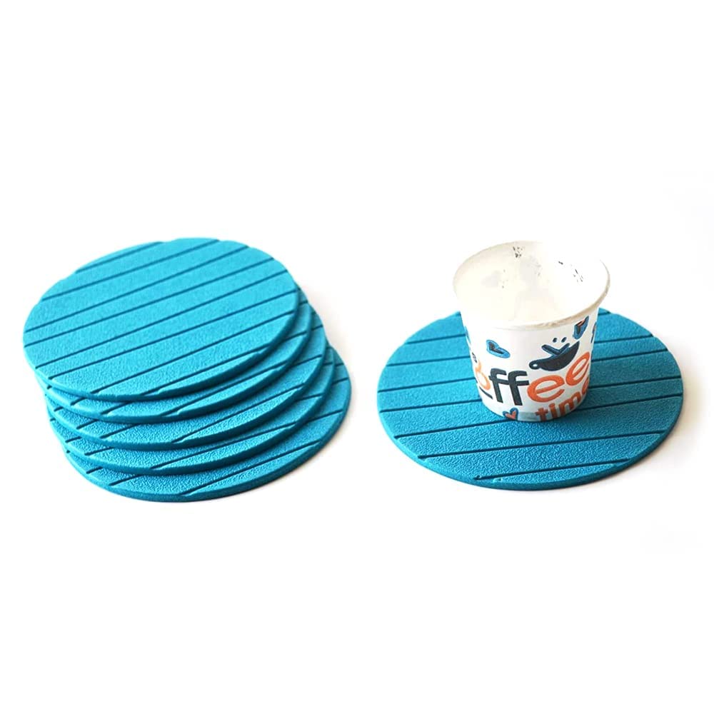 MAPPERZ Non Slip Round Shape Silicon Coasters for Tea Coffee Cups Mugs Beer Cans Bar Glass - Multicolor