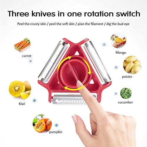 MAPPERZ Multifunctional vegetable Peeler, Contains 3 different blades, Good Grips Swivel Peeler, Fruit and Vegetable Planer, Chef Premium Vegetable Peeler for Vegetable & Fruit, Random Color,Pack Of 1