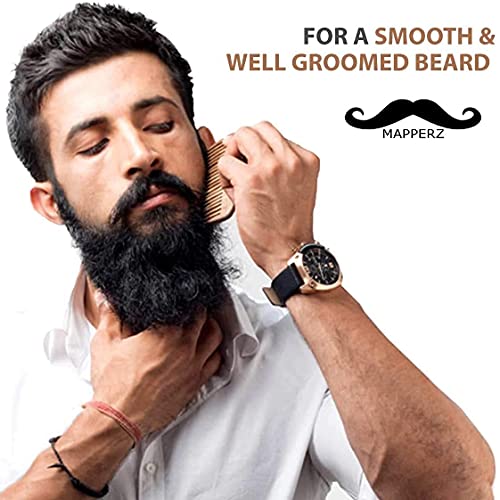 MAPPERZ Neem Wood Beard Comb/Moustache Shaping and Styling Comb For Men, Hair & Beard Pocket Comb - Pack of 1