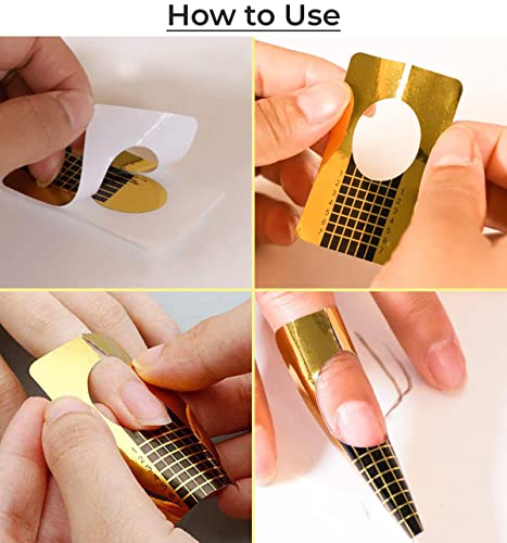 MAPPERZ Nail Forms, Golden Horseshoe Nail Extension Tips, Thick Paper Forms for Acrylic Nails Art, Gel Nail Extension Forms Guide Stickers, For Gel Nail Building, Nail Art Accessories, Pack Of 50