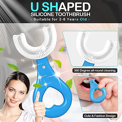 MAPPERZ U Shaped Silicone Toothbrush for Kids/ 360 Degree Soft Oral Teeth Cleaning For Baby Infant Toddler Children - 2 to 5 Years