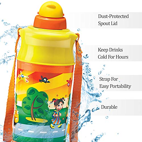 Milton Kool Spark 400 Plastic School Water Bottle, 370ml(Assorted)