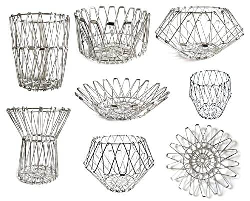 MAPPERZ Multipurpose Fruit Bowl Basket, Stainless Steel Modern Flexible Wire Folding deformable Fancy Fruit and Vegetable Fruit Plate, Kitchen and Home Storage, 8 Shapes, Pc1