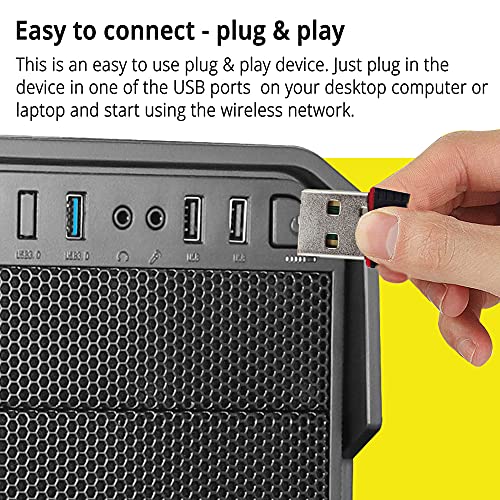 MAPPERZ WiFi USB Mini Adapter Supports 150 Mbps Wireless Data Comes with Advanced Security WPA/WPA2 encryption Standards - Black