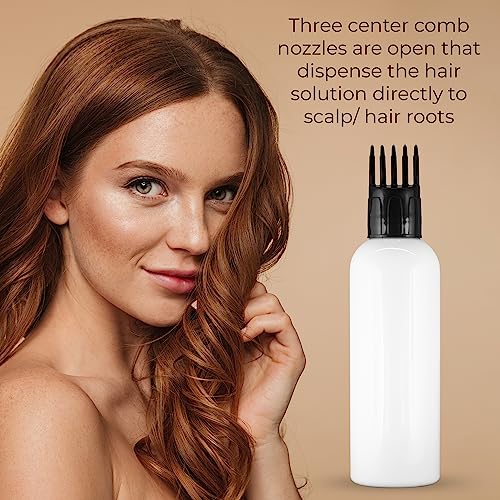 MAPPERZ Root Comb Applicator Empty Cylindrical Bottle, Ounce Applicator Bottle for Hair Oil Shampoo Medicine & Dye Bottle Applicator Brush Bottle, for Hair Root Comb Transparent Applicator,White, 1PC