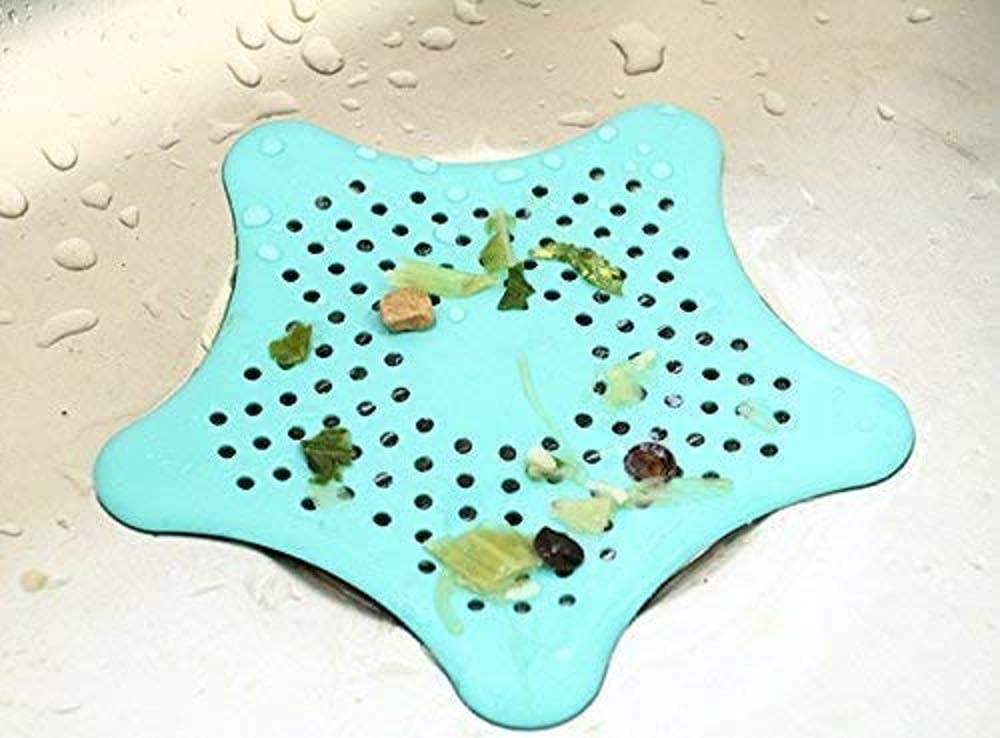 Mapperz Star Kitchen Sink and Bathroom Drain Filter | Hair Catcher | Hair Stopper Bath Plug Plunger | Sink Filter Coater | Shower Drain Covers | (Multicolour, 4 pcs)