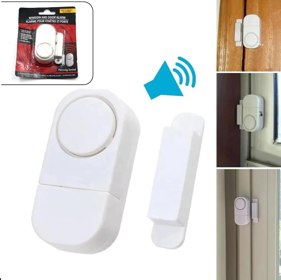 MAPPERZ Wireless Door Window Security Burglar 105 Decibel Door Bell with Magnetic Sensor for Home Office (White)