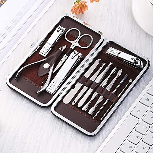 MAPPERZ Manicure Kit/Professional Stainless Steel Grooming Set With Leather Case
