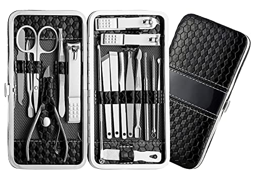 MAPPERZ Manicure Kit/Professional Stainless Steel Grooming Set With Leather Case
