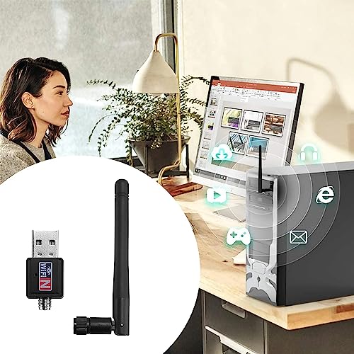 MAPPERZ USB 2.0 WiFi Adapter for PC, Wireless Network Adapter for Desktop with 2.4GHz, 600mBPS High Gain 5dBi Antenna, Supports Win11/10/8.1/8/7/XP, Mac OS 10.9-10.14, Pack of 1