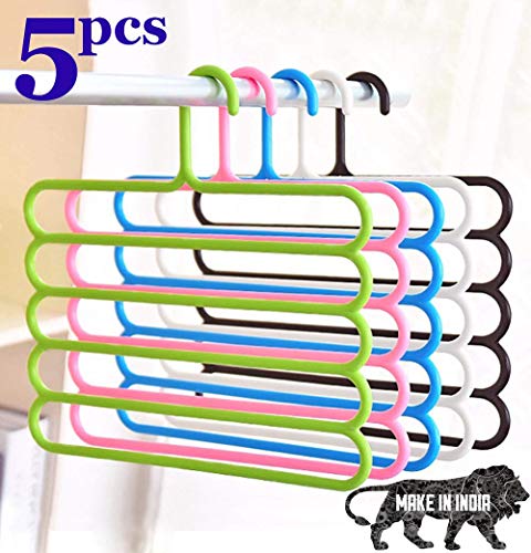 MAPPERZ Layer Multipurpose Multi-Layer Hangers for Clothes/Shirts/Wardrobe/Ties/Pants/Space Saving Hanger/Wardrobe Organizer/Plastic Hangers (Assorted Colour)