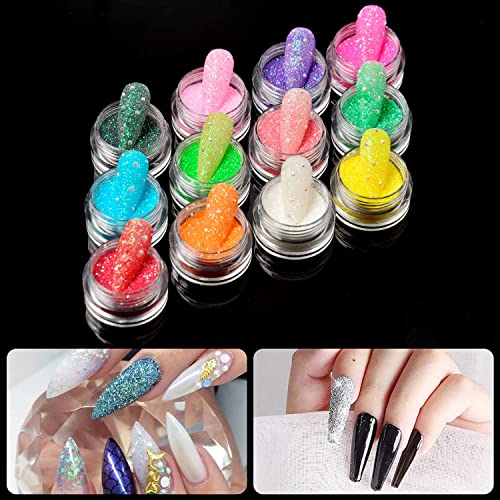 MAPPERZ 24 Pcs Nail Glitter Powder Eye Shadow Shinning Mirror Glimmer Nail Art Chrome Pigment Glitters Spangle Makeup Cosmetic - Multicolor