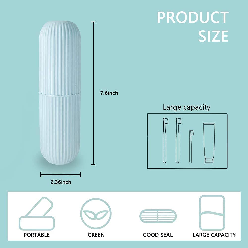 MAPPERZ Capsule Shape Travel Toothbrush Toothpaste Case Holder Portable Toothbrush Storage Plastic Toothbrush Holder - Multicolor (2)