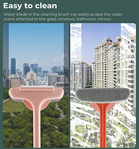 MAPPERZ Window Screen Cleaning Brush | 2 in 1 Multifunctional Screen Brushs | Window Mesh Screen Cleaner | Professional Window Squeegee Cleaning Tool Household, Small Window Brush with Handle Portable