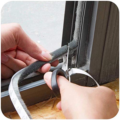 MAPPERZ Weather Stripping Brush Seal Tape for Sliding Windows & Doors Frame Side, Self Adhesive Door Brush Seal Strip for Soundproofing, Windproof, Dustproof, Stronger Stickiness, 10 Meter Long, Gray