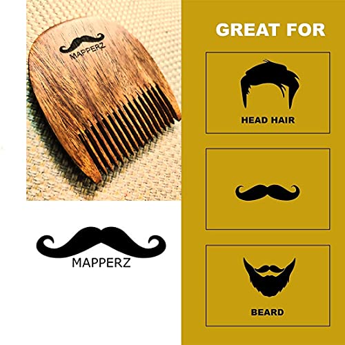 MAPPERZ Handcrafted Sheesham Wood Beard Comb Compact & Light Weight For Healthy & Stylish Beard - Pack of 1, Brown