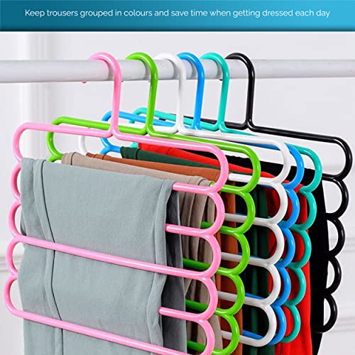 MAPPERZ Layer Multipurpose Multi-Layer Hangers for Clothes/Shirts/Wardrobe/Ties/Pants/Space Saving Hanger/Wardrobe Organizer/Plastic Hangers (Multicolor Colour) (Pack of 6)