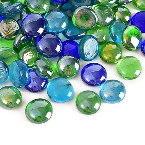 MAPPERZ Blend Reflective Round Glass, Decorative for Natural Fish Tank, Vase Fillers and Landscaping with Flat Bottom Marble Beads for Home Decorative Art Craft Vase