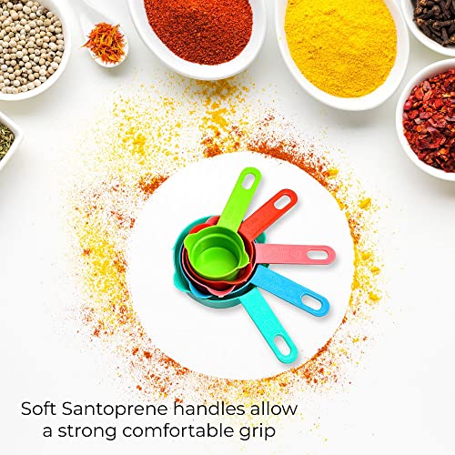 Mapperz Smart Plastic Measuring Spoon and Cup Set/Plastic Measuring Cups and Teaspoon Tablespoon Spoons Tools Set for Cake Baking and Cooking, Multicolor, 10-Pieces
