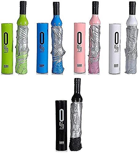 MAPPERZ Wine Bottle Beautiful Travel Umbrella, Automatic, Strong, Durable, Premium Grip, Hidden Folding Umbrella for Rain, Sun Light for 2 Persons for Adult Men Women, Fun Gift, Random Color, 3Pc
