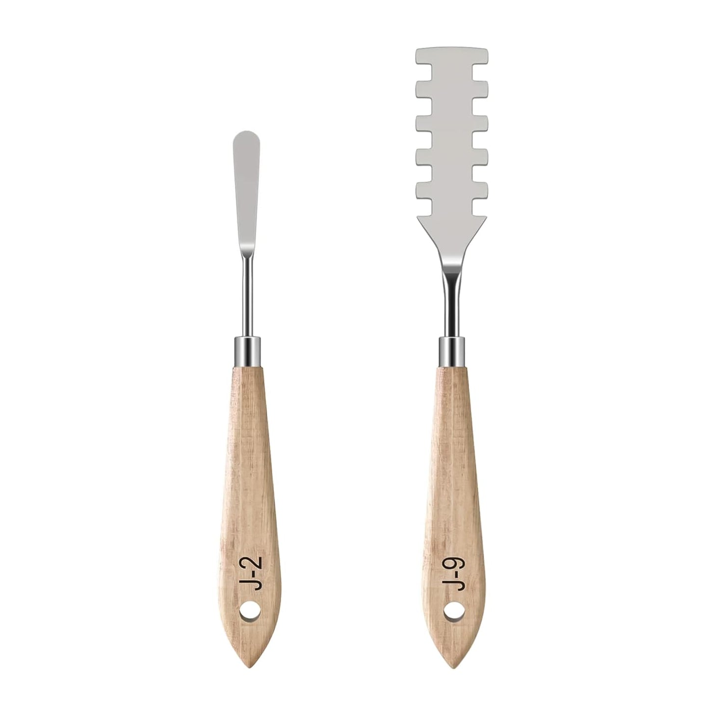 MAPPERZ Stainless Steel Artists Palette Knife Spatula Painting Mixing Scraper Thin and Flexible Art Tools for Oil Painting Acrylic Mixing, Canvas, Cake Icing, Face Painting Knife No. J-2,9 Pack of 02