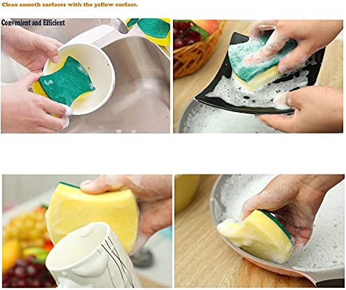 MAPPERZ Multipurpose Scrub pad with Sponge Pad/ 2 in 1 Cleaning Scrubber Dish/Utensil/Tiles/Washbasin - Green and Yellow