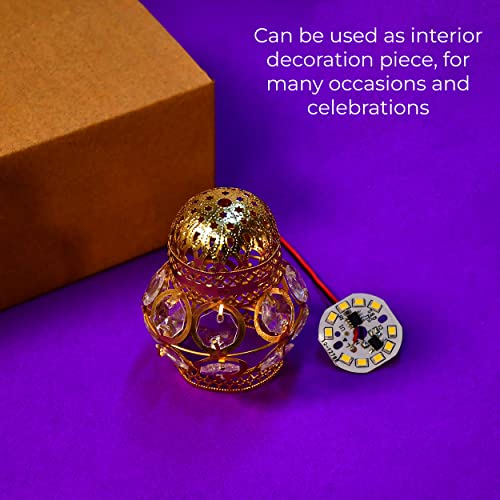 MAPPERZ Golden Metal Hanging Jhoomer Lantern Light, Small Antique LED String Series Fairy Lamp for Home, Balcony, Bedroom, Diwali, Festival Decoration Indian, 200Cm Length, in-Outdoor, PC-1